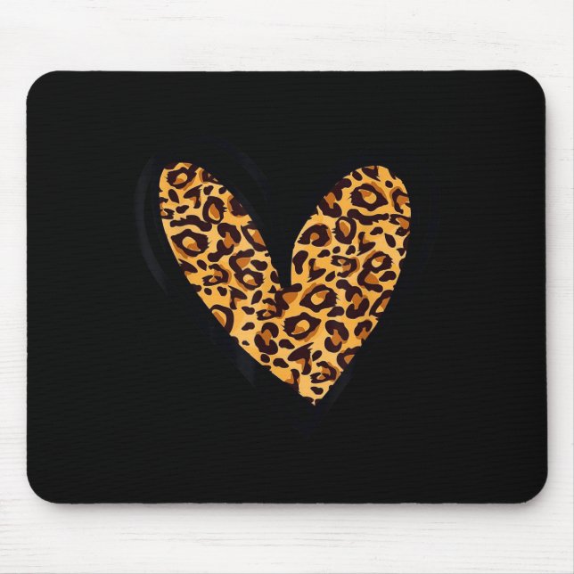 Love Cheetah Leopard Print Heart Valentines Day Gi Mouse Pad (Front)