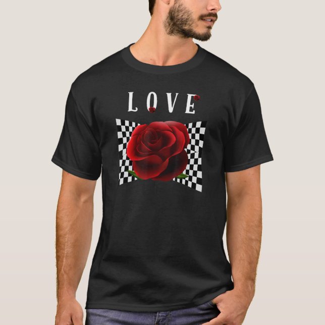Love Chequerboard Rose tee Shirt (Front)
