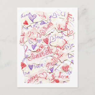 Love Cherish Adore Red and Purple Collage Postcard