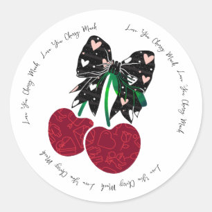 Love cherry much funny fruit classic round sticker