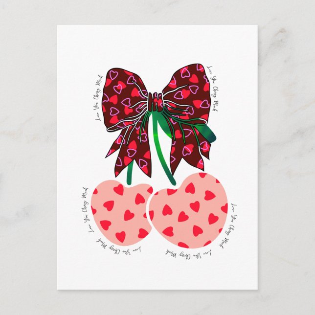 Love cherry much funny fruit postcard (Front)