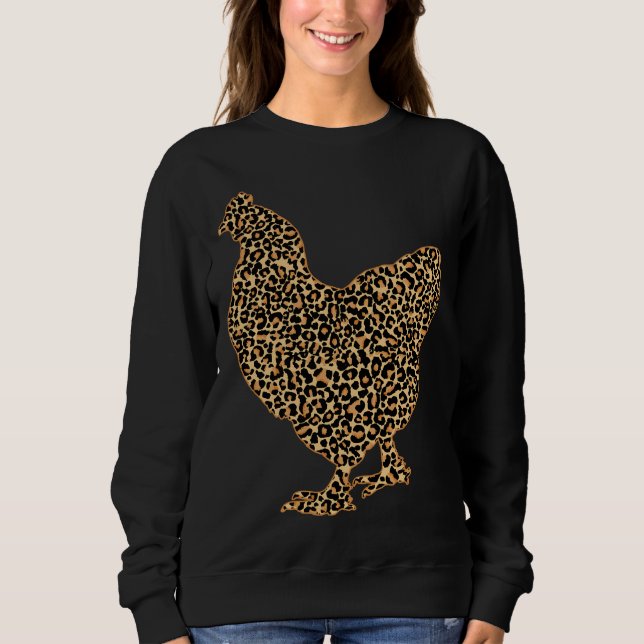 LOVE Chicken Leopard Print Vint Sweatshirt (Front)