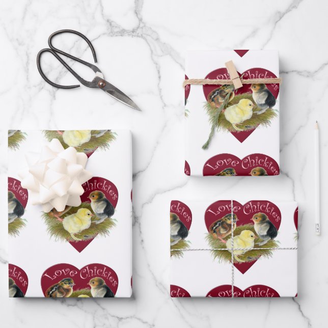 Love Chickies Wrapping Paper Sheet (Front)