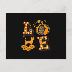 Love Chihuahua Leopard Print Pumpkin Halloween Announcement Postcard