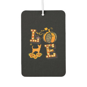 Love Chihuahua Leopard Print Pumpkin Halloween Car Air Freshener