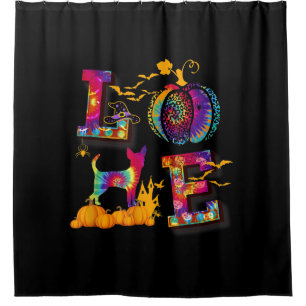 Love Chihuahua Tie Dye Pumpkin Halloween Costume Shower Curtain