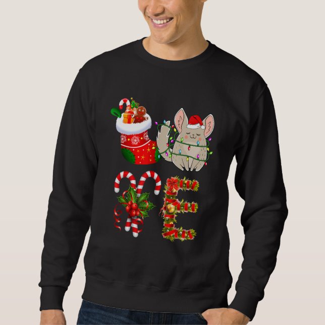 Love Chinchilla Christmas Lights Led Santa Hat Chr Sweatshirt (Front)