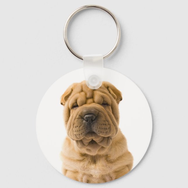 Love Chinese Shar Pei Puppy Dog Keychain (Front)