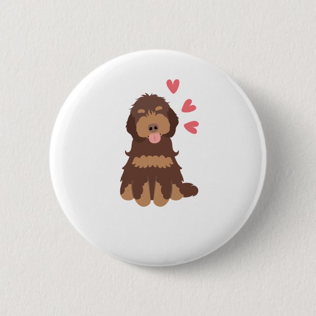 Love Chocolate Phantom Cockapoo Cavapoo Dog 6 Cm Round Badge (Front)