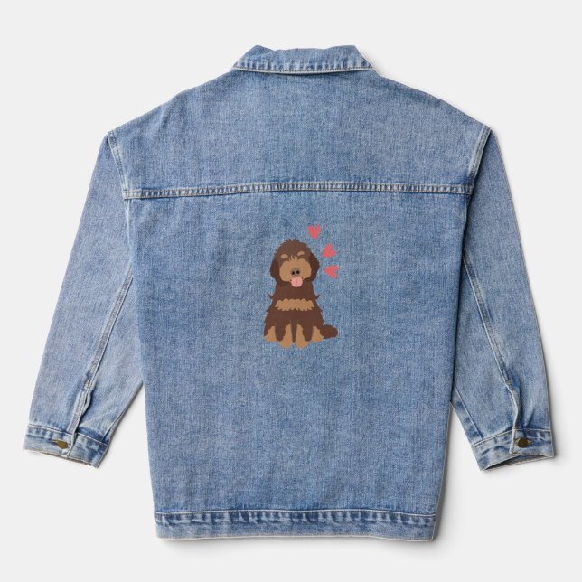 Love Chocolate Phantom Cockapoo Cavapoo Dog Denim Jacket (Back)