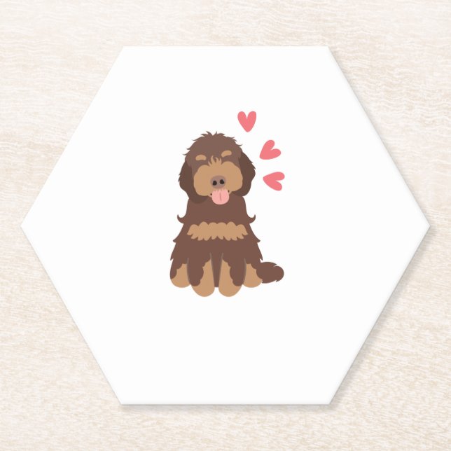 Love Chocolate Phantom Cockapoo Cavapoo Dog Paper Coaster (Front)
