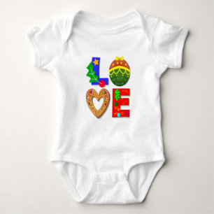 Love Christmas, Cookies Xmas Gingerbread Typo Baby Bodysuit