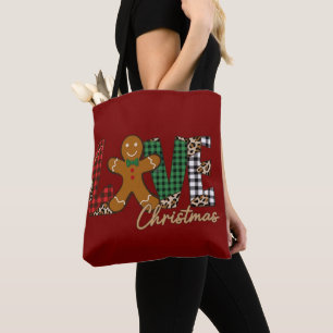 Love Christmas Gingerbread Family Xmas Holiday Tote Bag