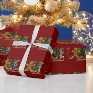 Love Christmas Gingerbread Family Xmas Holiday Wrapping Paper