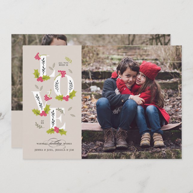 LOVE Christmas Holiday Photo Card (Front/Back)