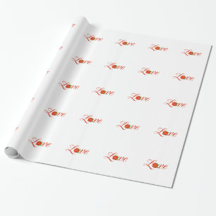 Love Christmas Poinsettia Design Xmas Holiday Wrapping Paper