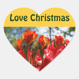 Love Christmas stickers seals RED Roses Flowers