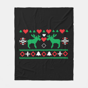 Love Christmas Ugly Fleece Blanket