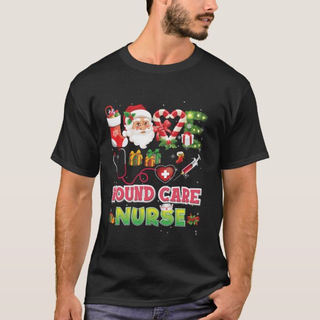 Love Christmas Wound Care Nurse Santa Candy Cane X T-Shirt (Front)