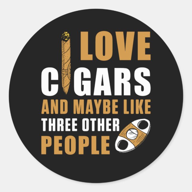 Love Cigars Humidor Cutter Tobacco Cigar Smoker Gi Classic Round Sticker (Front)