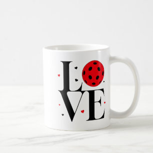 Love Ckleball Valentines Day Cute Red Heart  Coffee Mug