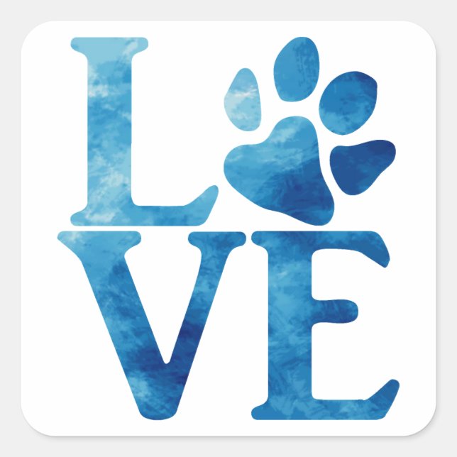 Love Classic Bright Blue Square Sticker (Front)