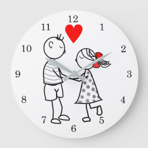 Love Clock with Cute Romantic Couple - Painting