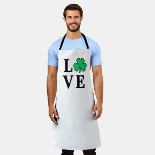 LOVE Clover Shamrock Ireland St Patrick's Party Apron