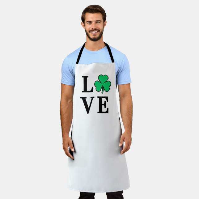 LOVE Clover Shamrock Ireland St Patrick's Party Apron (Worn)