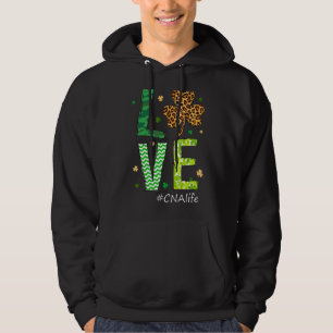 Love Cna Life Leopard Shamrock Patty Day Nurse Hoodie