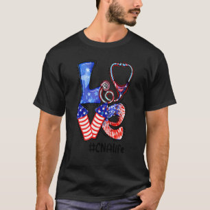 Love Cna Life Stethoscope Fireworks Nurse 4th Of J T-Shirt