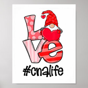 Love Cna Life Valentine Gnomies Funny Gift Poster