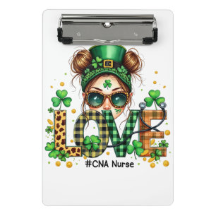 Love CNA Nurse HealthCare St Patrick's Day Mini Clipboard