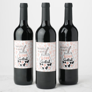 love cocktail monogram valentines wine bottle labe label