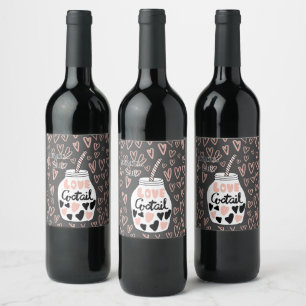 love cocktail monogram valentines wine bottle labe label