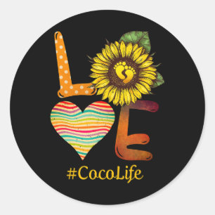 Love Coco Life Grandma Gifts Sun Flower Mothers Da Classic Round Sticker