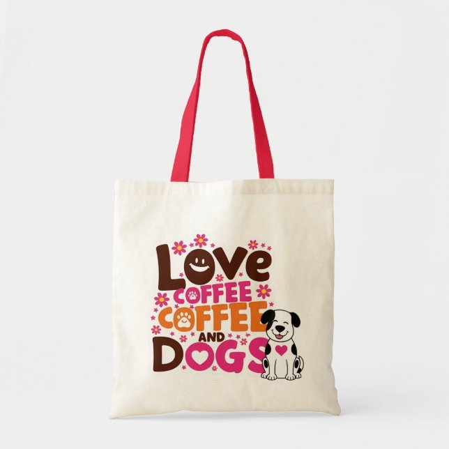 Love Coffe and Dogs Tote Bag (Front)