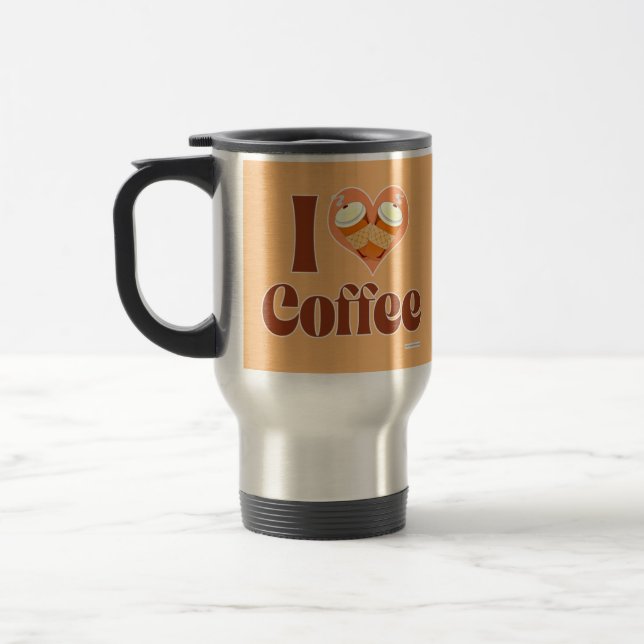 Love Coffee Fun Heart Epic Style Travel Mug (Left)
