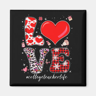 Love College Teacher Valentines Day Leopard Buffal Magnet