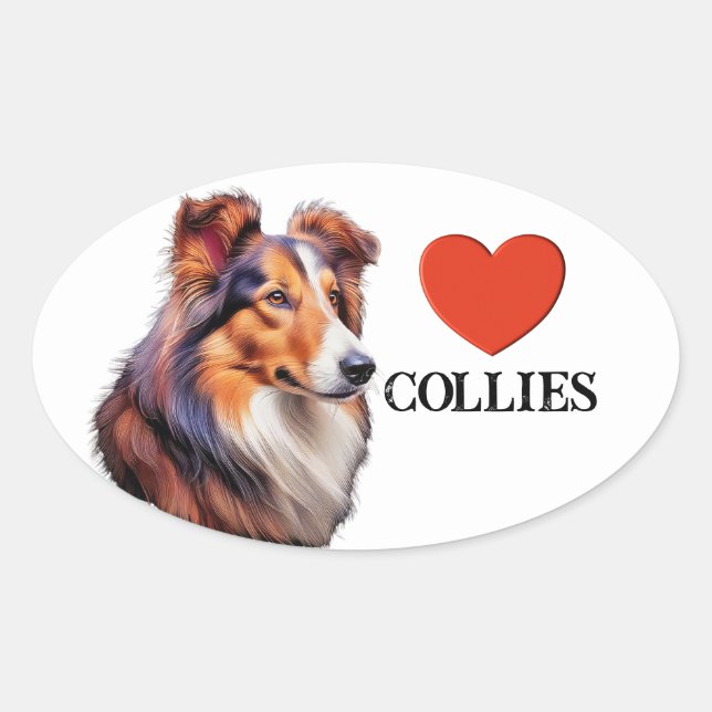 LOVE COLLIES OVAL STICKER (Front)