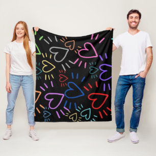 Love Colored Hearts Fleece Blanket