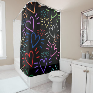 Love Colored Hearts Shower Curtain