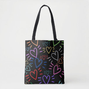Love Colored Hearts Tote Bag