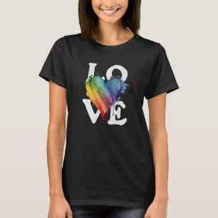 Love Colorful Rainbow Heart LGBT Pride Gay Lesbian T-Shirt