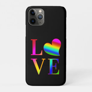 LOVE COLORFUL TYPOGRAPHY RAINBOW HEART iPhone 11 PRO CASE
