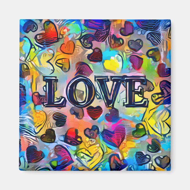 Love | Colourful Abstract Magnet (Front)