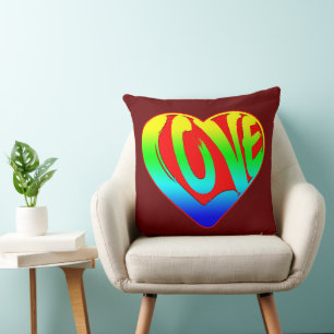Love Colourful Heart Valentines Day Cushion