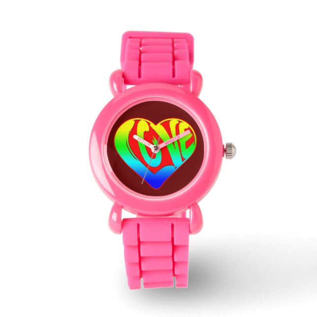 Love Colourful Heart Valentines Day Watch (Front)