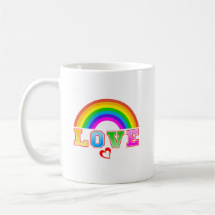Love Colourful Rainbow Red Heart Coffee Mug
