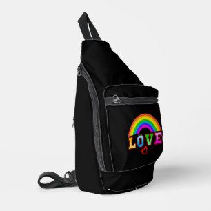 Love Colourful Rainbow Red Heart Sling Bag